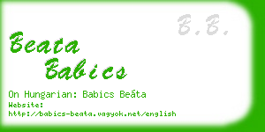 beata babics business card