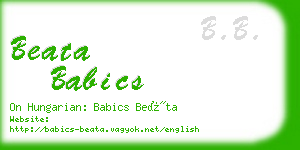 beata babics business card